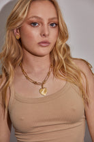 Kitte Amour Charm Gold On Hallmark Necklace Gold Worn By Model