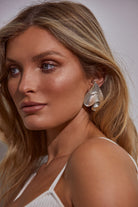 Kitte Centrefold Earrings Silver Worn By Model